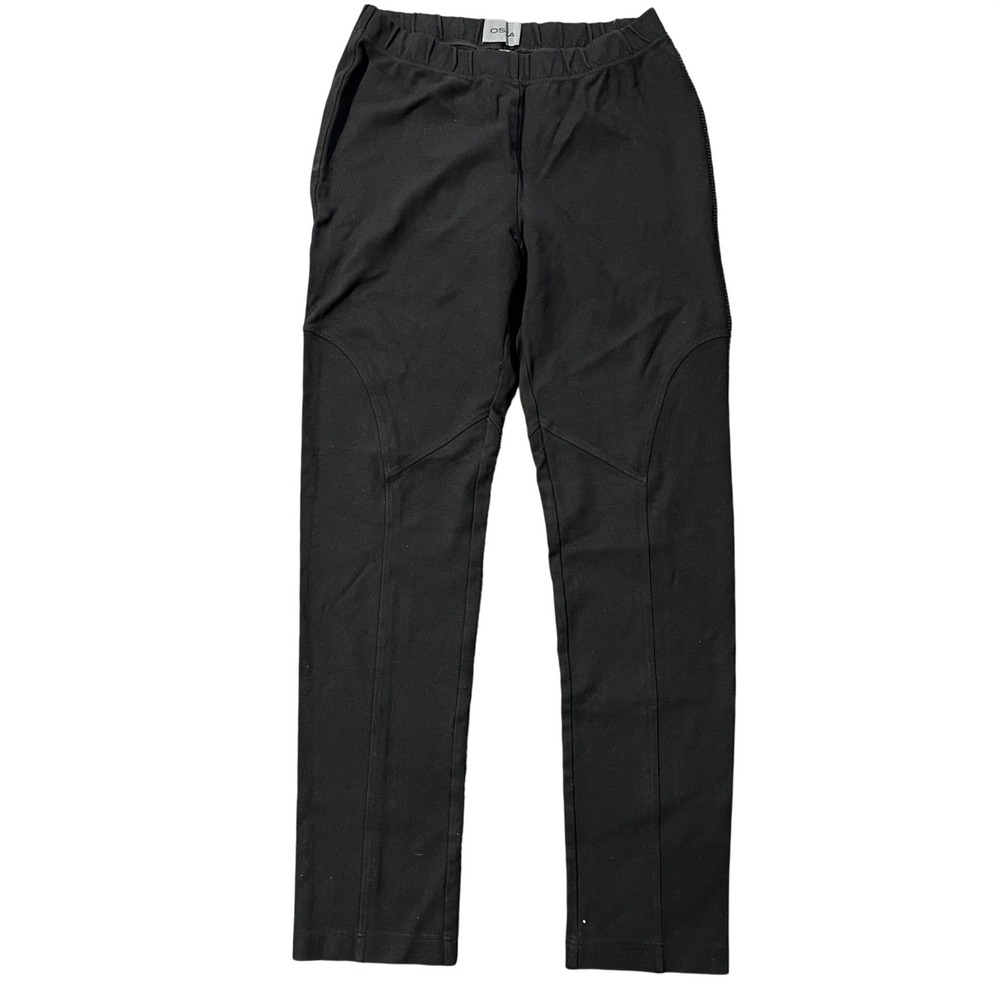 Oska Black Elastic Waist Tapered Pants Women Sz 2 Cropped Minimalist Travel‎